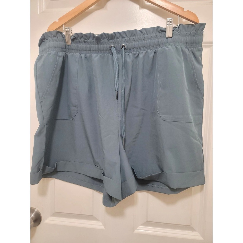 Danskin Blue Elastic Waist Plus Size Women's Shorts Pockets & Drawstring Size XX